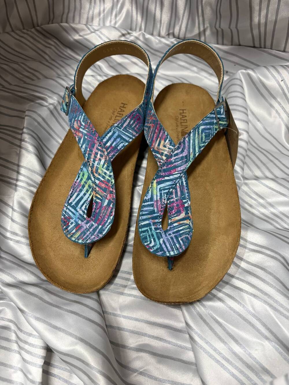 NEW HAFLINGER women's lena sandal in reseda multi